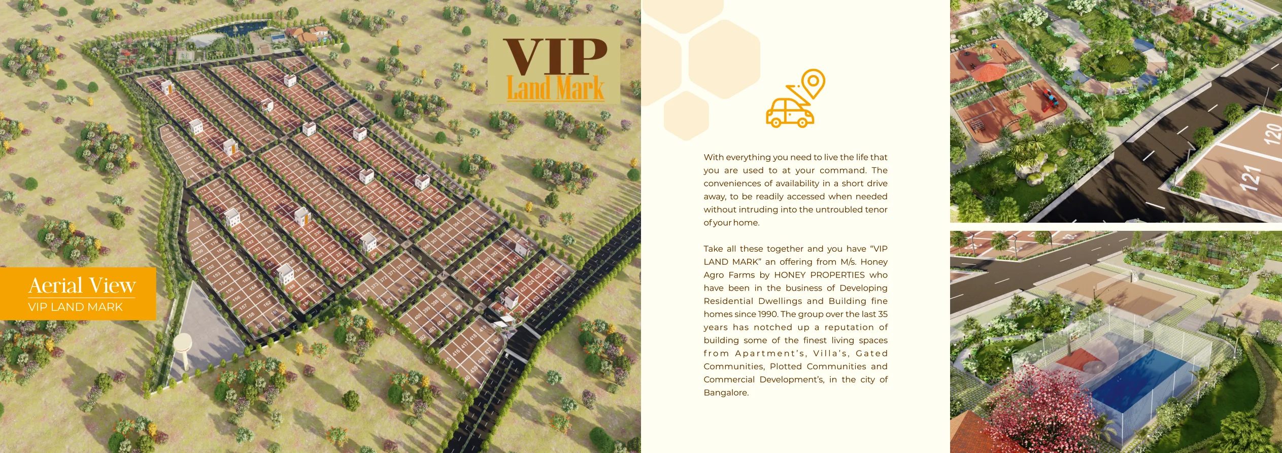 VIP Land Mark proposed plotted community aerial layout illustration near Bagepalli NH44