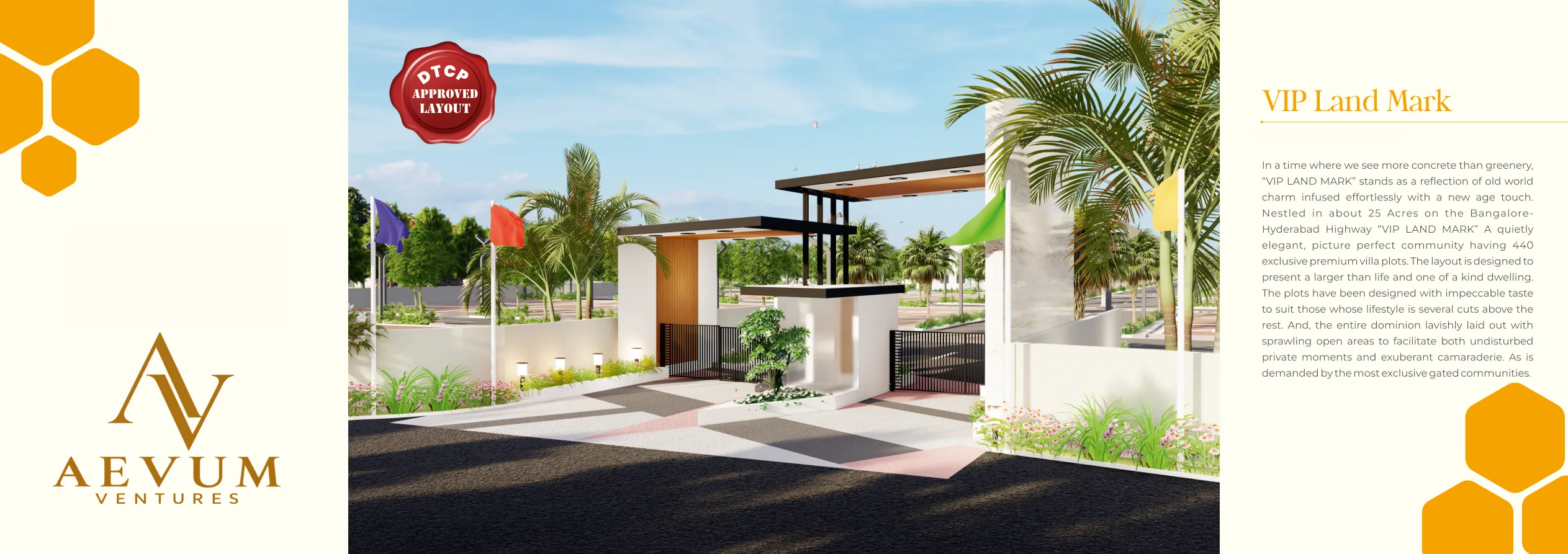 Architectural illustration of the proposed VIP Land Mark gated community entrance in Bagepalli